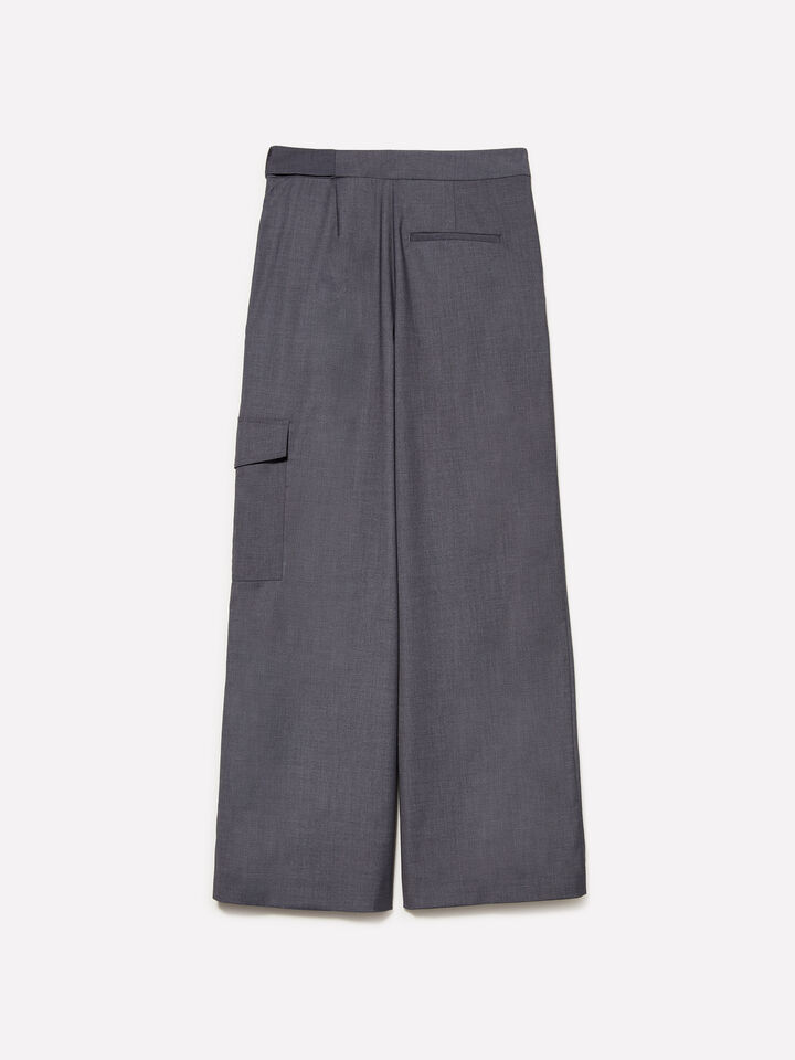 Gray sarong trousers - women's palazzo trousers - Dark Gray | Sisley image number 6